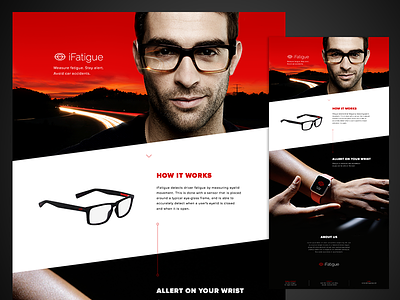 iFatigue landing page black layout red simple typography