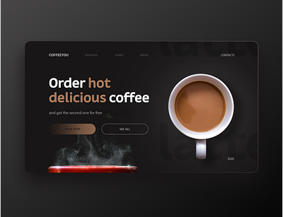 Сoffeeshop Concept coffee concept dark design shop site ui uidesign ux web webdesign website