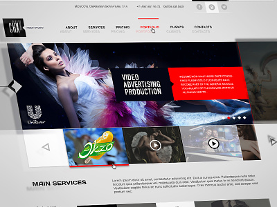CHX Studio - Creative Production assymetrical commercial modern production studio tv ui ux uxui design video web website