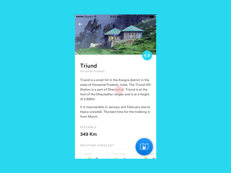 Travel App: Destination Detail cards carousel design interaction ios motion design swipe tabs transition travel ui ux