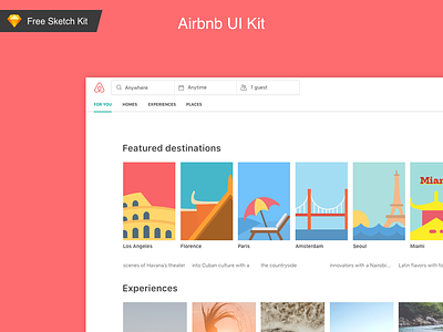 🎁  FREE Airbnb web sketch UI kit