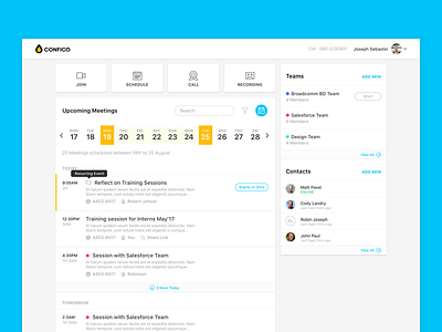 Dashboard for Video Conferencing Application