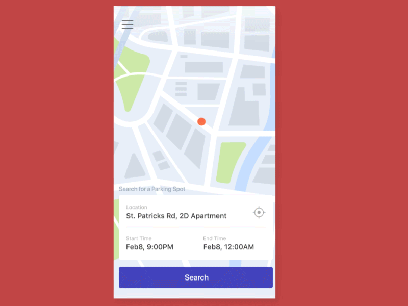 Parking app: Searching for parking spot animated cards freebie gif ios map mobile app onboarding parking app selection ui ux