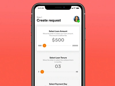 Create loan request animated emi fintech fintech app freebie gif ios loan loan calculator loans minimal mobile mobile app design mobile design payment