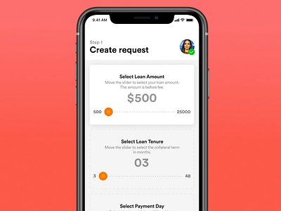 Create loan request animated emi fintech fintech app freebie gif ios loan loan calculator loans minimal mobile mobile app design mobile design payment