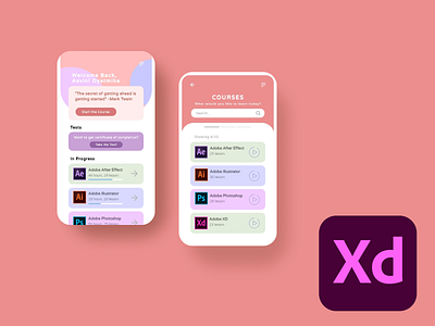 Course Application adobe xd mobile app design mobile ui ui ui ux ui design wireframing