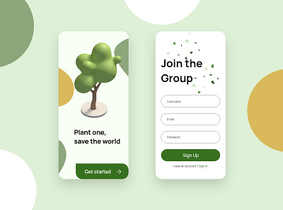 Mobile Sign Up Page for a tree planting campaign mobile app design mobile ui signup uidesign