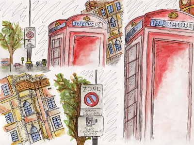 London Phone Box biro london phone box traditional art watercolour