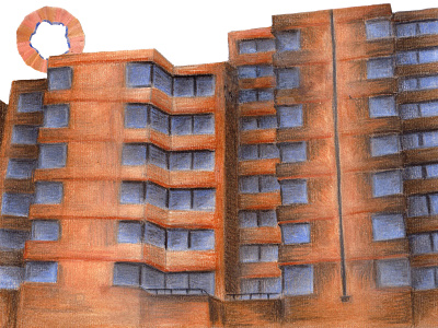 Tower Block In Westminster london oil pastel traditional art
