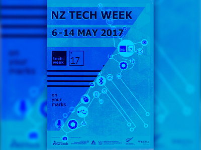 NZTech Week Poster design illustration poster print design print media