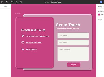 Contact Form app design ui ux web