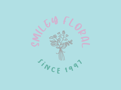 SMILEY FLORAL Logo adobe adobe illustrator business logo cute colors cute logo. floral shop logo light blue logo pastel colors