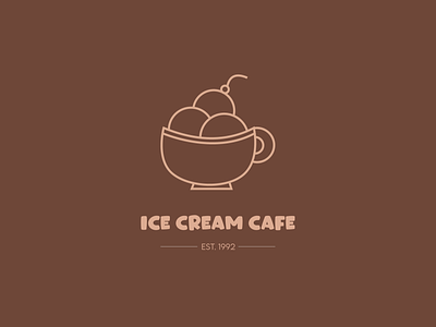 Ice Cream Cafe Logo (Coffee colors) adobe adobe illustrator branding coffee ice cream cafe design ice cream brand ice cream cafe illustrator logo