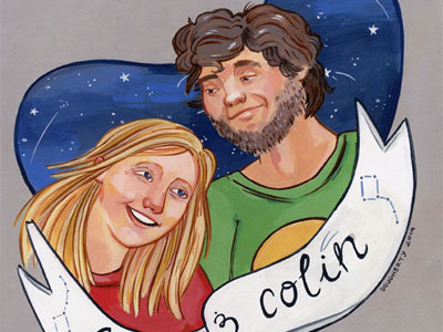 Lauren and Colin, finished commission illustration painting portrait