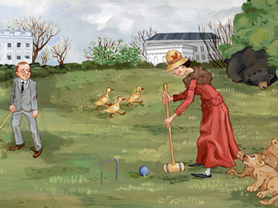The Coolidges Croquet acrylic coolidge illustration kidlitart painting president