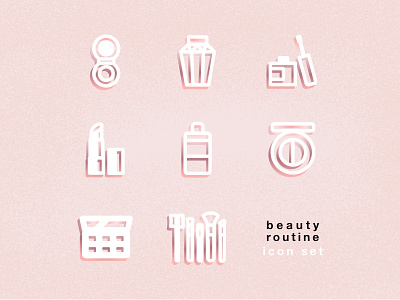 Beauty Routine icons beauty design icons iconset illustraion line outline rosegold svg
