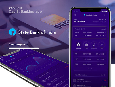 State Bank of India: Banking App darkmode mobile app neumorphism ui ux ux design vector
