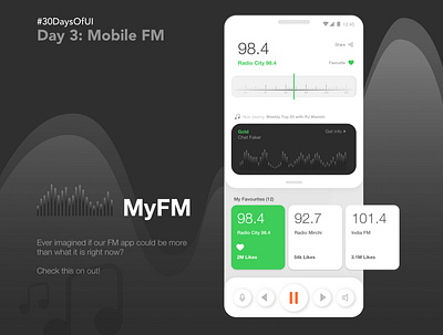 Mobile FM UI design mobile app radio sounds uiux userexperience