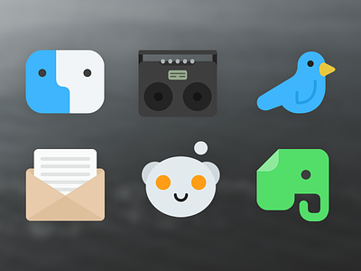 iOS / OS X Icon Theme - Kvasir II bird boombox evernote finder icons ifile ios itunes mail os x reddit twitter