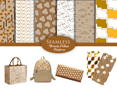Brown yellow Pattern design illustration ilustrator mozaic patterns textile vector white yellow