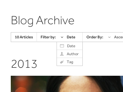 Filter menu I'm designing for a blog archive