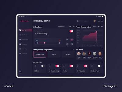 Daily UI 021 • Monitoring Dashboard 100daychallenge air conditioning daily 21 dailyui dailyuichallenge dark mode dark theme dashboard designminimal monitoring dashboard remote control smart app smart devices smart home app smarthome switch uiux