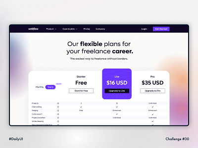 Daily UI 030 • Pricing 100daychallenge checkbox checkout daily 30 daily ui 30 dailyuichallenge landing landing page design minimal payment price list pricing pricing page pricing plan pricing plans pricing table subscribe subscription web design webflow