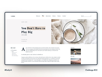 Daily UI 035 • Blog Post article blog blog post blogger blogging colors day 35 kaizen landing page layout minimalistic news news website newsfeed newspaper photography podcast product design typography white