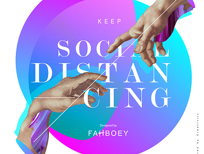 social distancing design typography vector