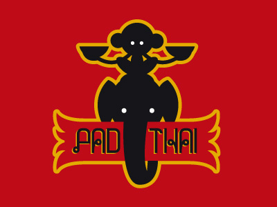 PadThai elephant logo money restaurant thai