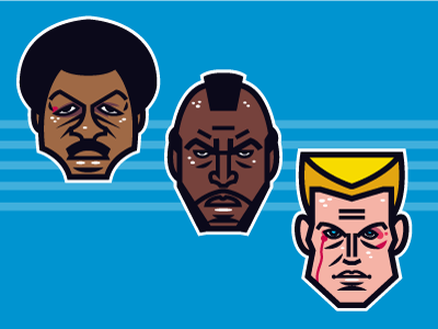 Apollo, Clubber, Ivan boxing carl weathers dolph lundgren head illustration movie mr t rocky sports