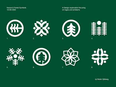 Nature & Forest Symbols brands designer dribble emblems forest geometric graphic design green icon logo logomark logos logotype nature sweden symbol trees white