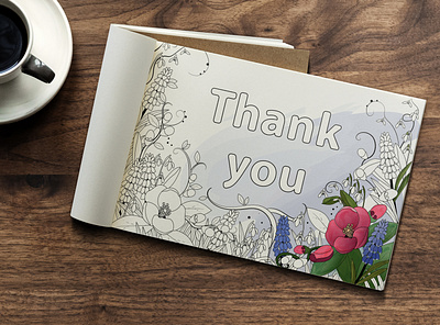 Coloring Page. Thank you day. black and white coloring book flowers lettering relax spring thank you day vector