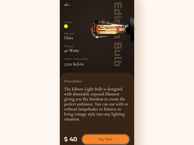 Bulb Shopping App Product Screen Design app app design application design product page shopping app ui uidesign uiux ux