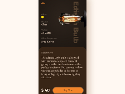 Bulb Shopping App Product Screen Design