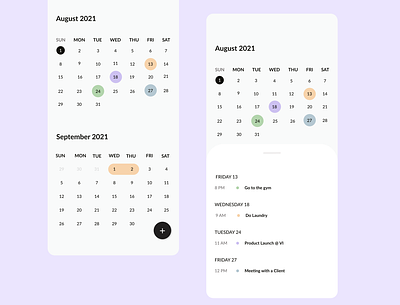 Calendar Screen app calendar app design ui