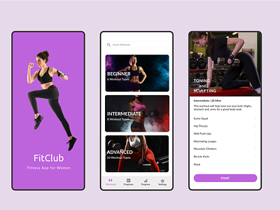 Fitness App for Women app design ui ux