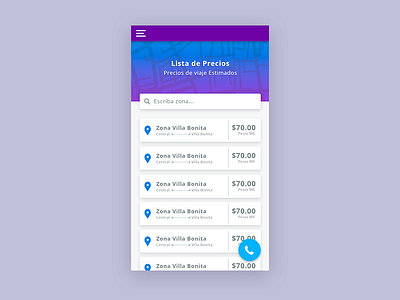 Price List - Taxi App