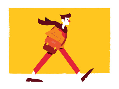Leaving work early 2d character character design design fall illutration red walking work yellow