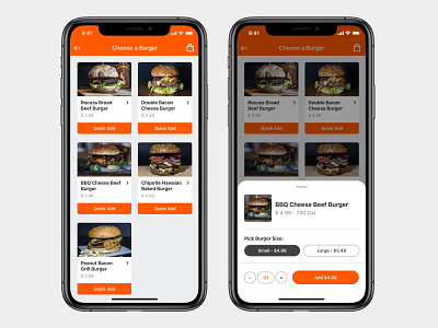 Quick Add - Menu Order bottom sheet buttons menu orange order quick add