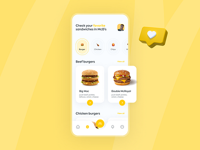 McDonald app concept - menu app application concept design flat illustration mcdonald mobile mobile app design redesign redesign concept ui ui design ux