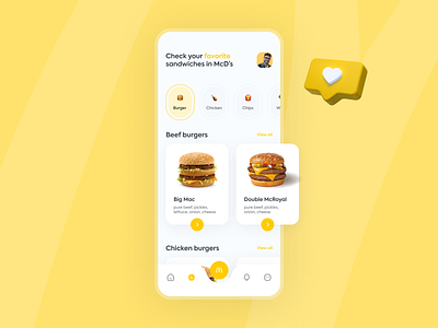 McDonald app concept - menu