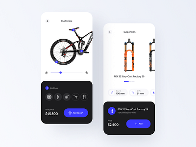 Mountain Bike Store with Configurator app application bike configurator design e bike ecommerce flat mobile mobile app store trend ui ui design ux