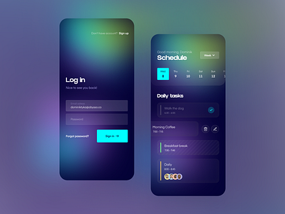 Daily Task Manager app application design future futuristic gradient gradients log in login manager mobile mobile app schedule screen sign in sign up task task manager ui ui design