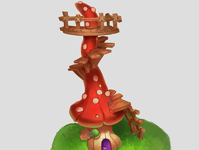 Mushroom House 2d art architecture gamedeveloper illustration isometric isometric art mobile