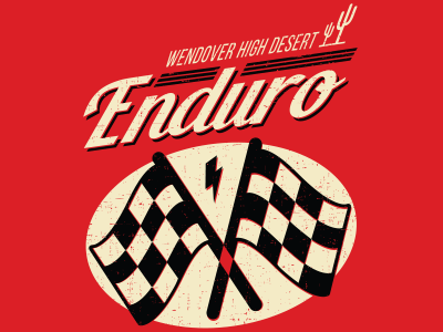 Wendover Enduro Race black bolt cactus checkered cream flag illustrator lightning race red