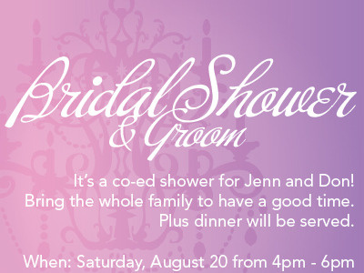 Bridal (& Groom) Shower Invite bridal shower chandelier invitation pink purple