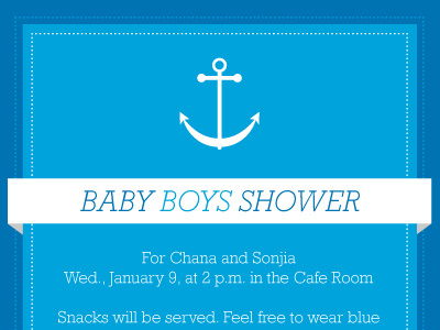 Blue-Themed Combined Baby Shower Invite anchor baby baby boy baby shower blue boy invitation invite ribbon rockwell shower