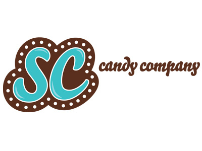 SC Candy Company logo blue brown candy candy company chocolate logo sc