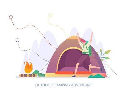 Outdoor Camping Adventure adobe photoshop adventure architecture camping colour design fire green illustration logo mountains outdoor photograph tent train travel trees trip vector world